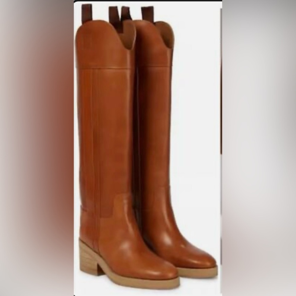 Jimmy Choo Tan Heeled Boots TONYA riding boots 6.5